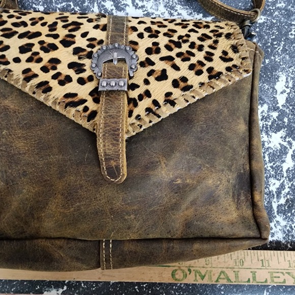 Myra Bag Crossbody Women's Purse Swish Leather and Hairon Bag Cheetah Print - Picture 6 of 12